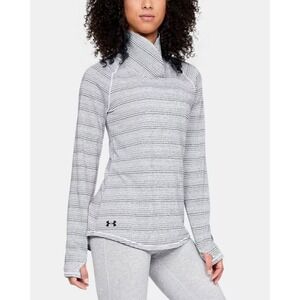 Under Armour‎ Womens Striped Funnel Neck Pullover Zinger Top Black White SM